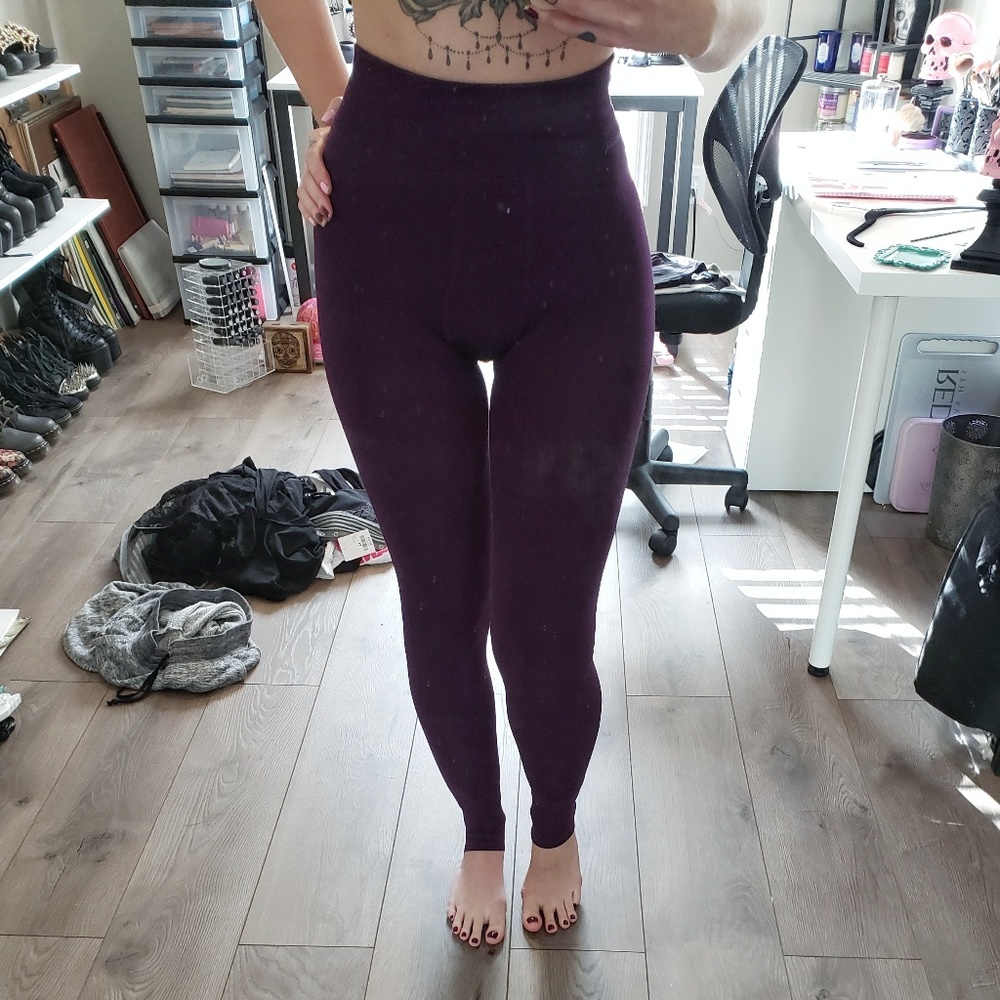 DONATED// Dark purple fleece lined leggings - Picture 2 of 7